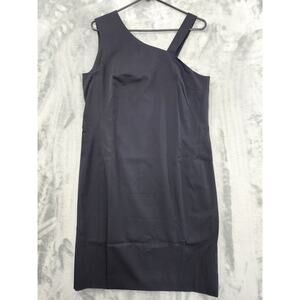 Pauw Amsterdam Dress Women 4 US 12 Black Wool One Shoulder Strap Sheath Cocktail